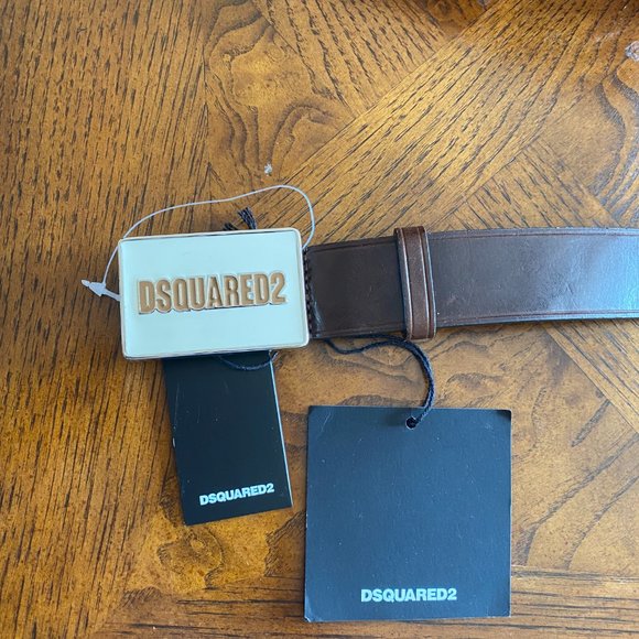 Brand New With Tags DSQUARED2 Plaque Leather Men's Belt - Picture 8 of 12